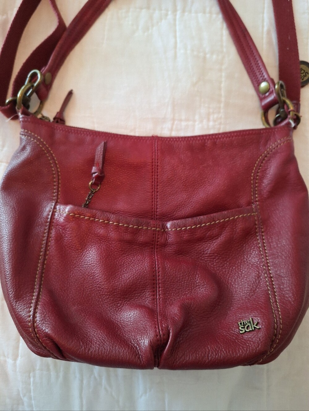 The Sak Red Leather Shoulder/Crossbody Bag